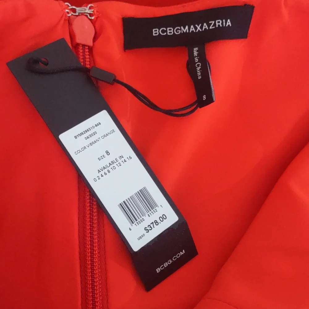 BCBGMaxAzria One-Shoulder Vibrant Orange Dress Size 8 - Picture 6 of 7